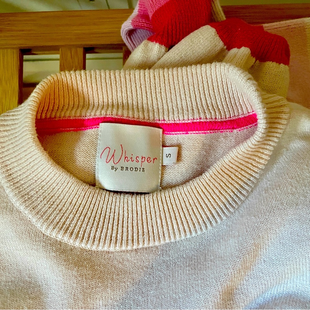 Silk & cotton gradient-sleeve pink sweater from Whisper by Brodie, size S